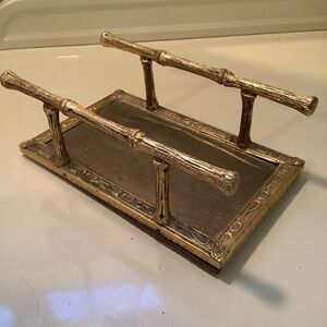 Vintage Metal Hollywood Regency Faux Bamboo Hand Towel Napkin Mail Holder